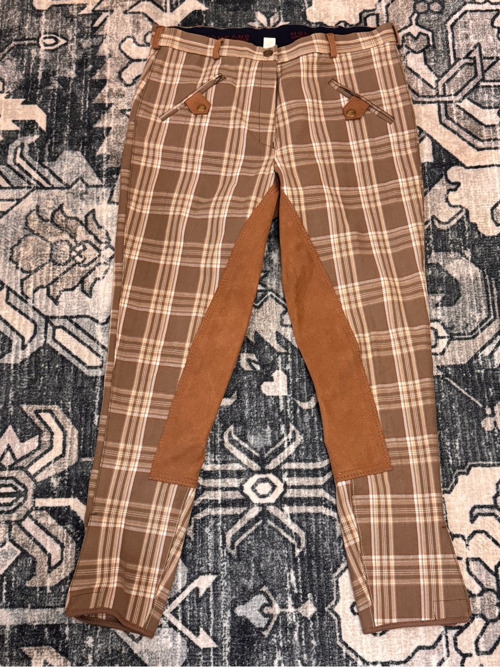 Steampunk Montano Ridingwear Plaid Suede Breeches Vintage Size 12